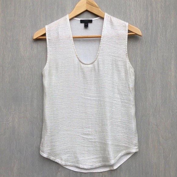 J. Crew Tops J Crew Ivory Metallic Front Tank Top Poshmark